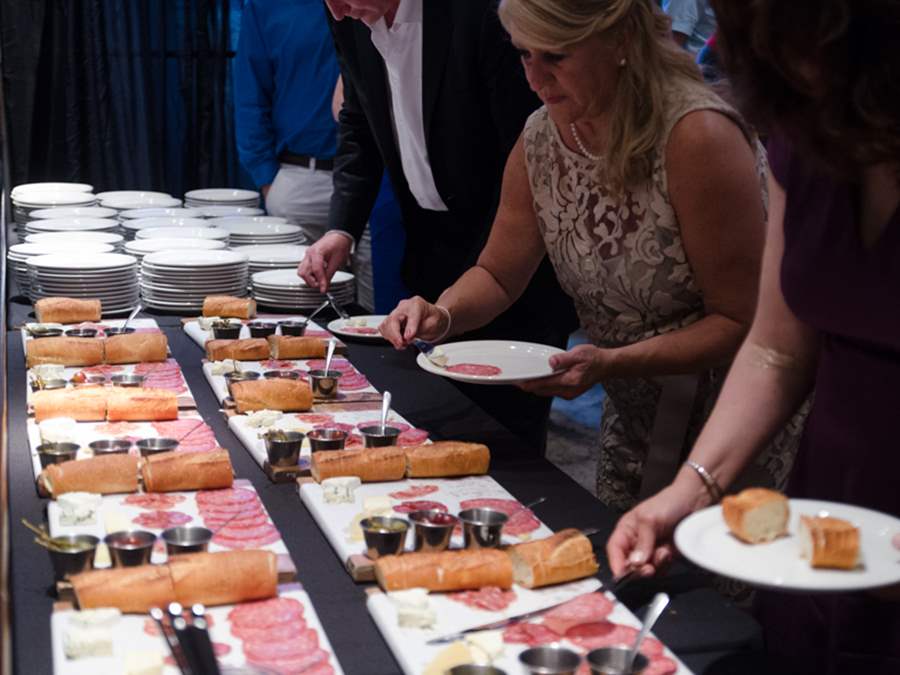 guests enjoying an appetizer